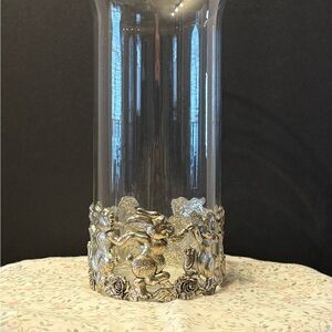 Decorative Clear Glass Vase with Silver Bunny Base